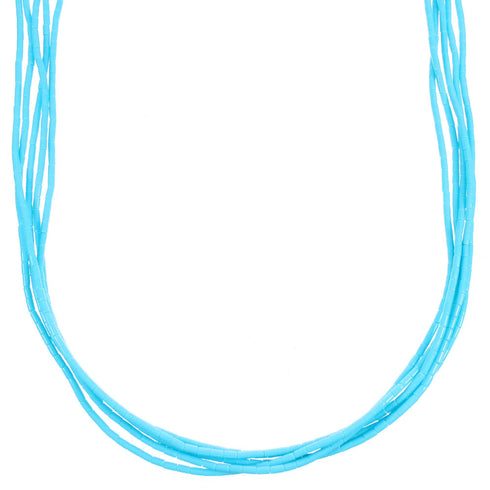 Sterling Silver 5-Strand Turquoise Heishi Bead Necklace RX113221